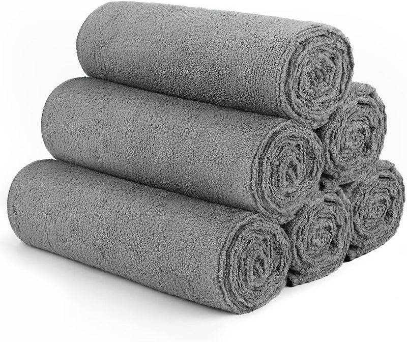 Orighty Gym Towels, Highly Absorbent Sweat Towels, Soft and Quick Drying Gym Towel for Daily Use, Multi-Purpose Towel for Sport, Salon, Spa, Hotel, 16 x 27 Inch, Grey, 6 Pack - Image 1